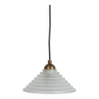 Suspension vintage Art déco en verre et laiton