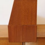Console, Scandinavian shelf to place or wall in teak and Josef Frank pattern paper