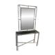 Console and chrome faux-bamboo mirror