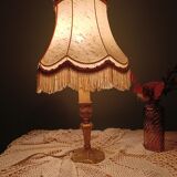 Vintage brass granny lamp | Ecru silk pagoda shade, 1950s/60s