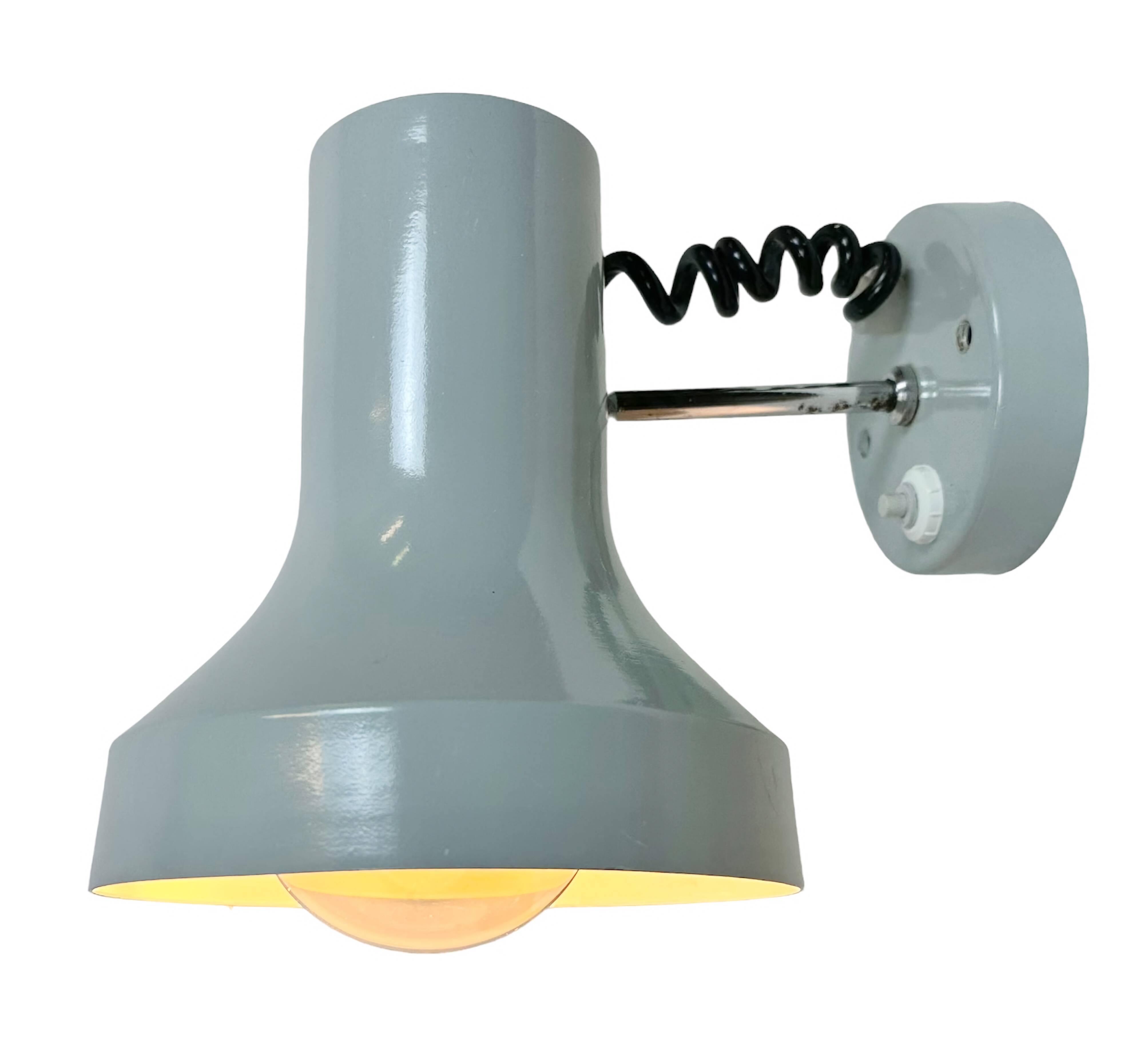 Vintage Grey Metal Wall Lamp by Josef Hurka for Napako, 1970s