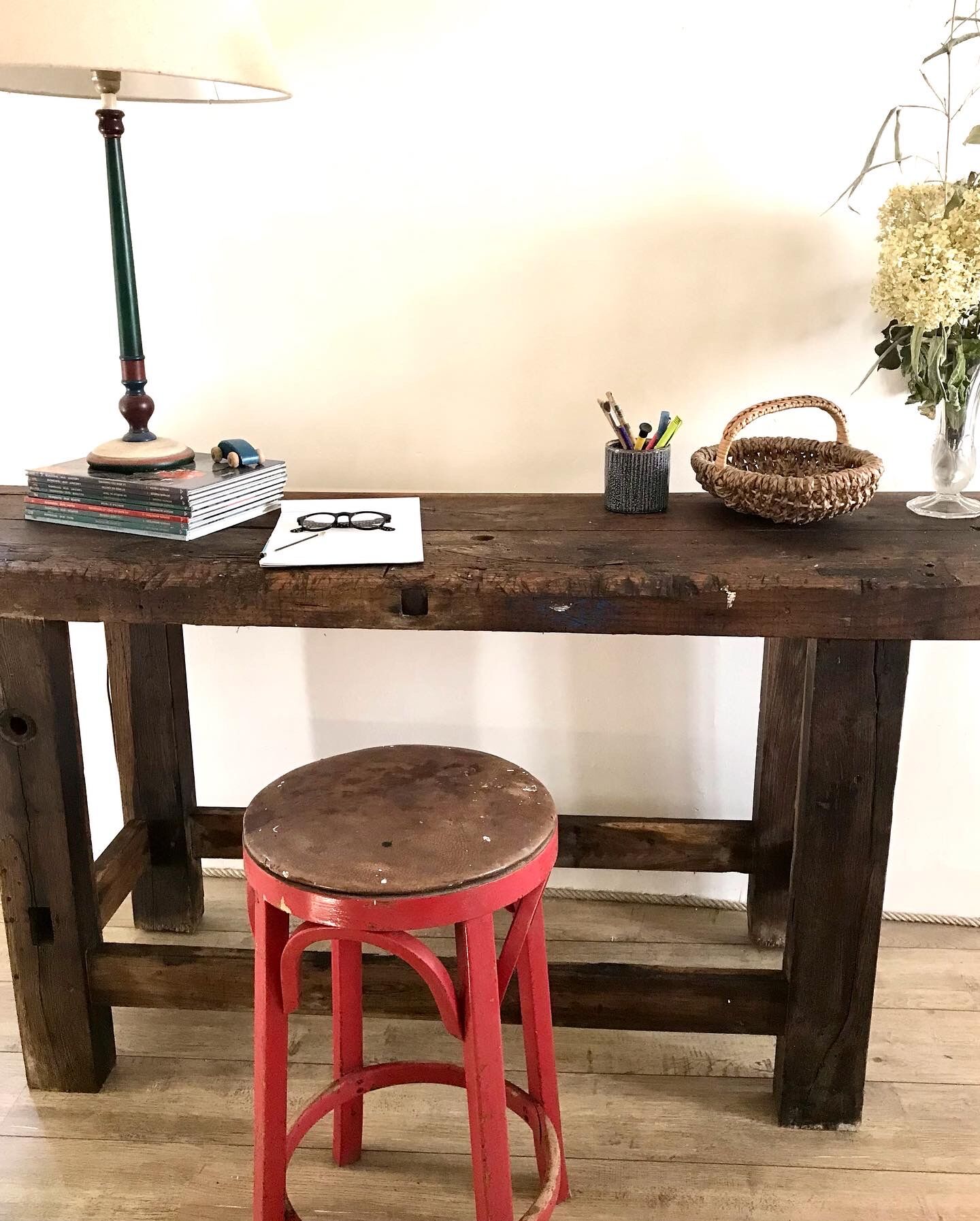 Old solid oak workbench