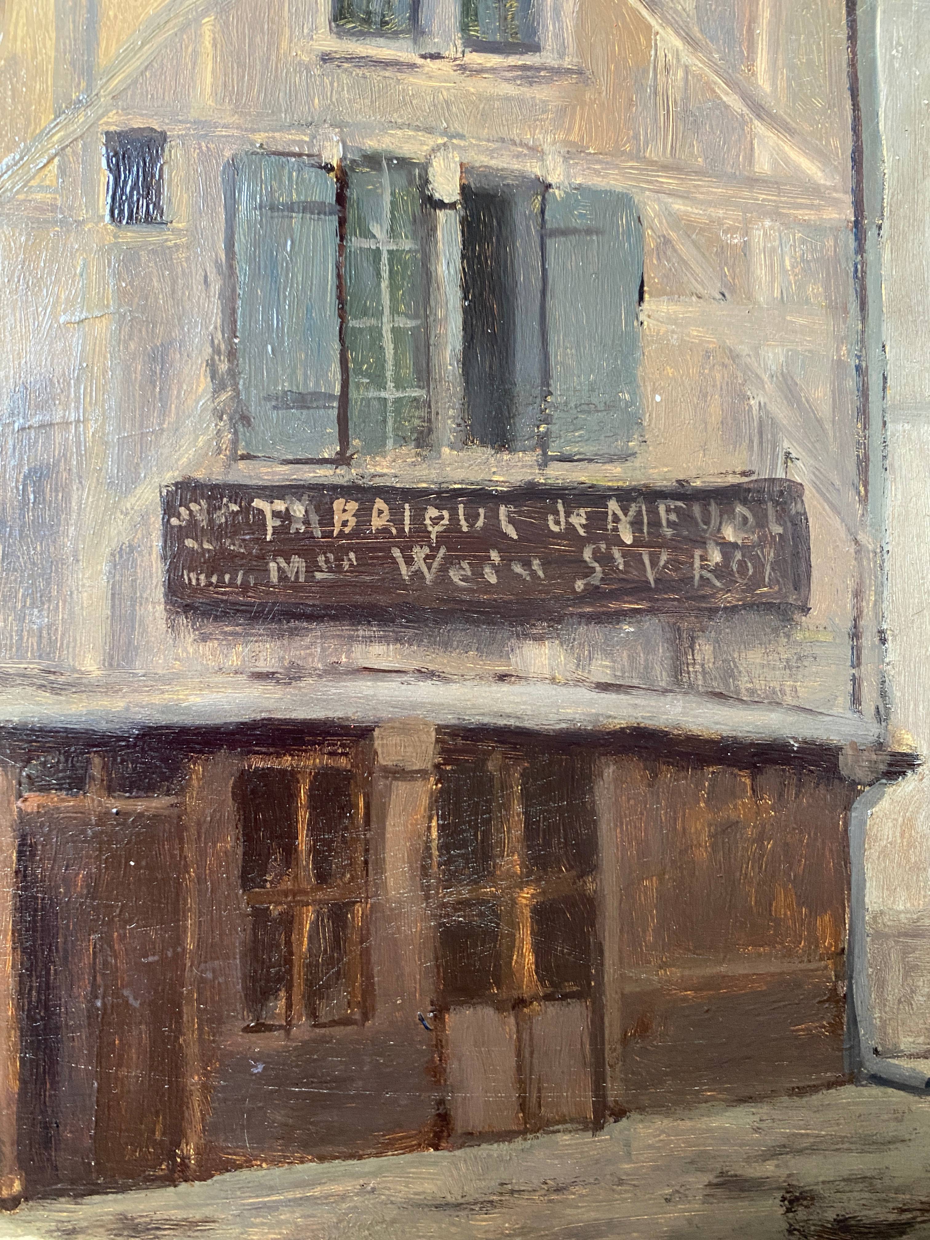 Table HSP "Rue Gambay Vieux Troyes" trade in 1910 HSP signed + frame