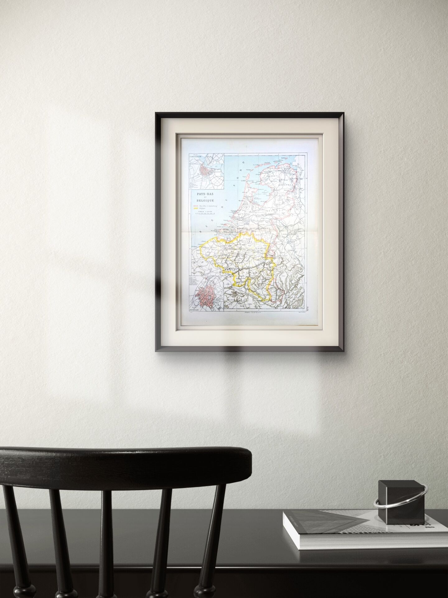 Netherlands and Belgium, period map, 1887, Authentic.