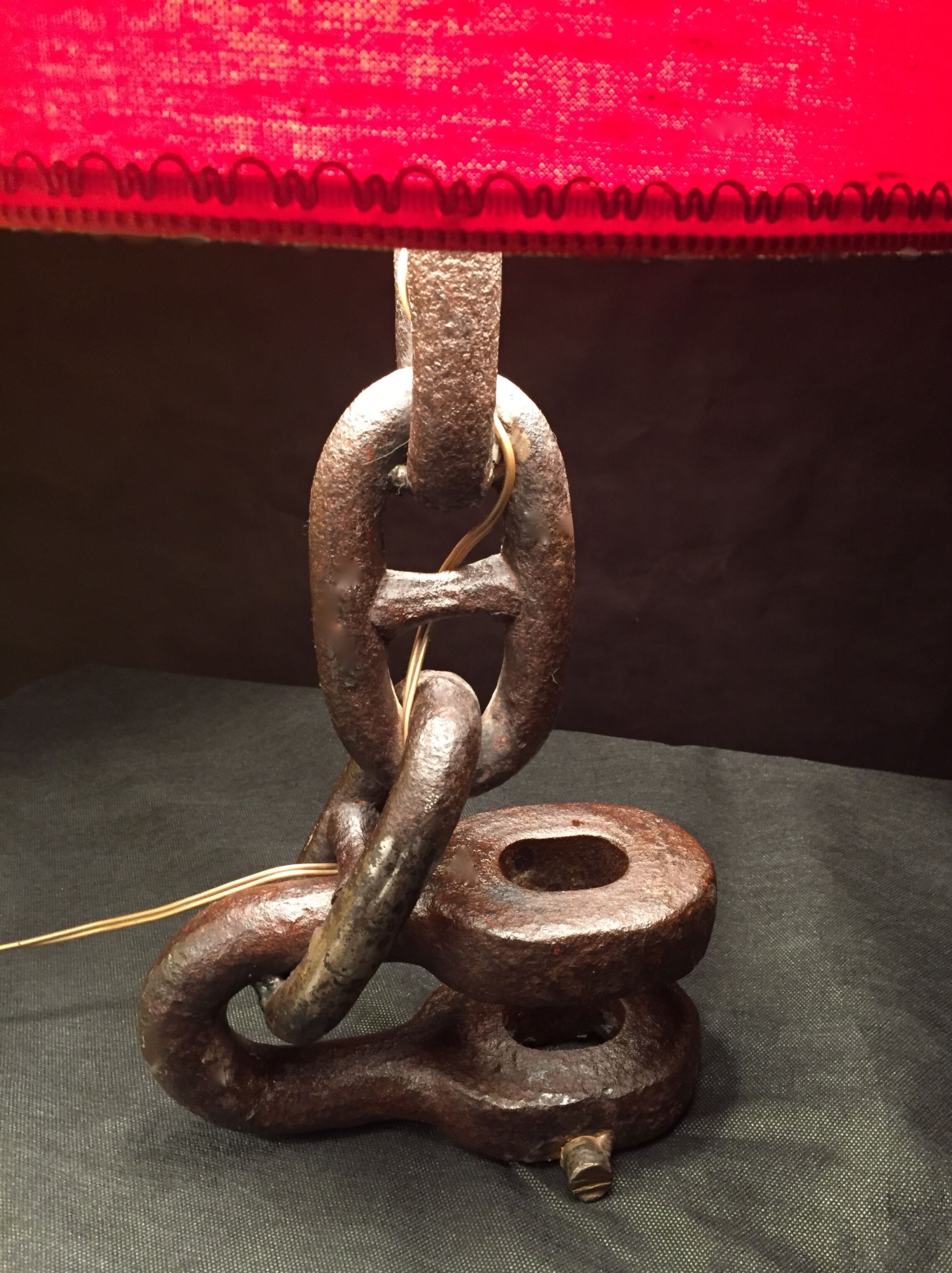 Vintage 1960s navy liner chain lamp red light