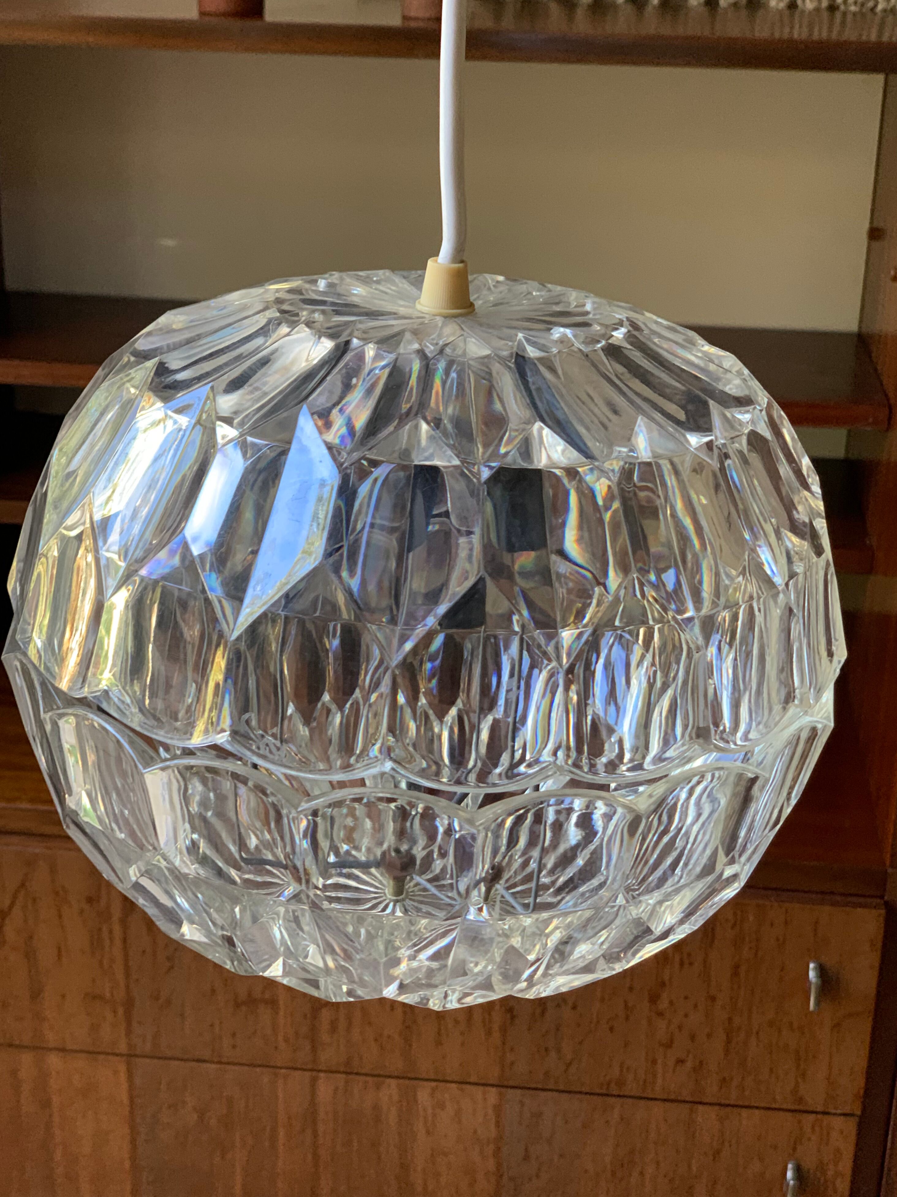 Vintage faceted plexiglass pendant lamp