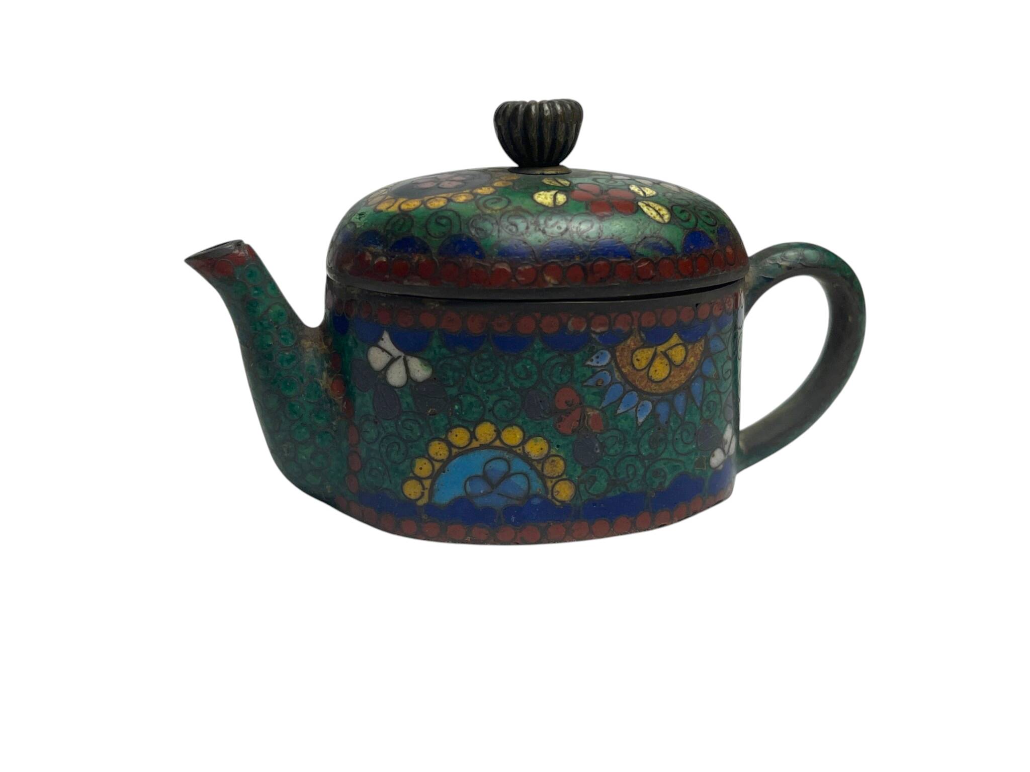 China, small cloisonné bronze teapot early 20th century