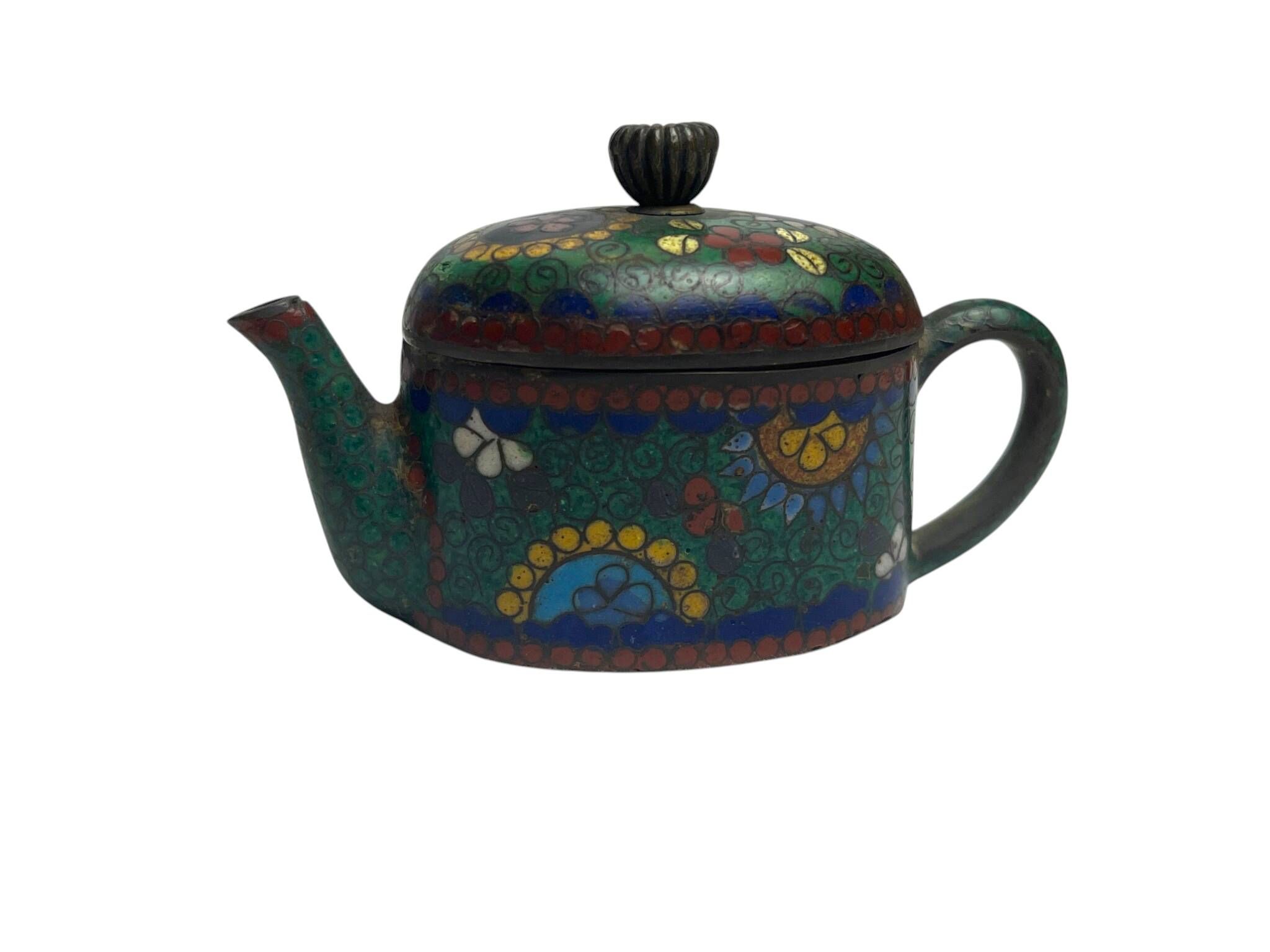 China, small cloisonné bronze teapot early 20th century