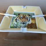 Cendrier " tigre " animal, en porcelaine années 70 80