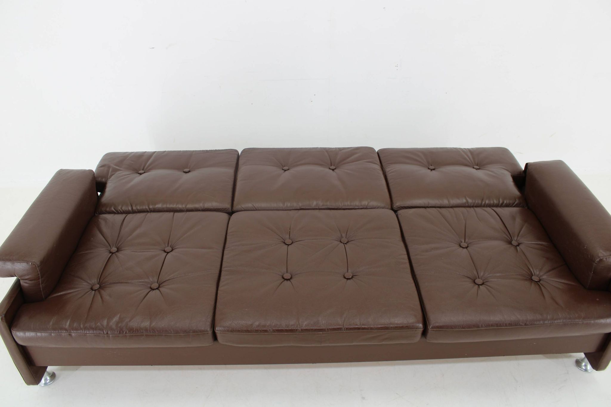 Design Leather Folding Sofa by Arch. Spicka, 1970s, Czechoslovakia