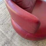 Curl armchair in red leather by Roche Bobois
