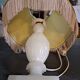 2 bedside lamps in white alabaster with lampshades.