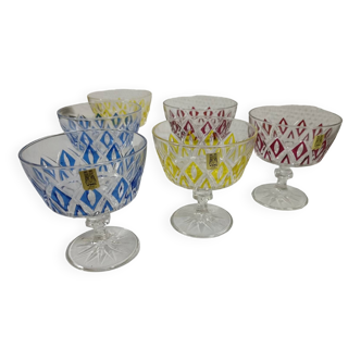 Lot de 6 verre vmc reims arlequin - coupe à champagne - neuf