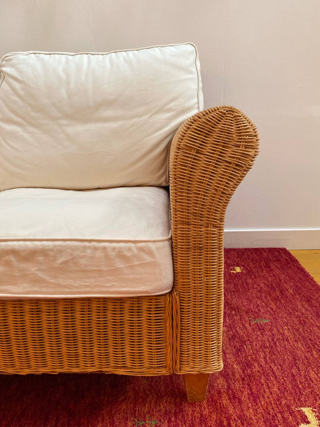 Antique 2-seater rattan sofa from the 70s