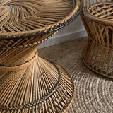 Table rotin diabolo vintage
