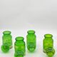 Series of 4 vintage green glass jars, Belgium,