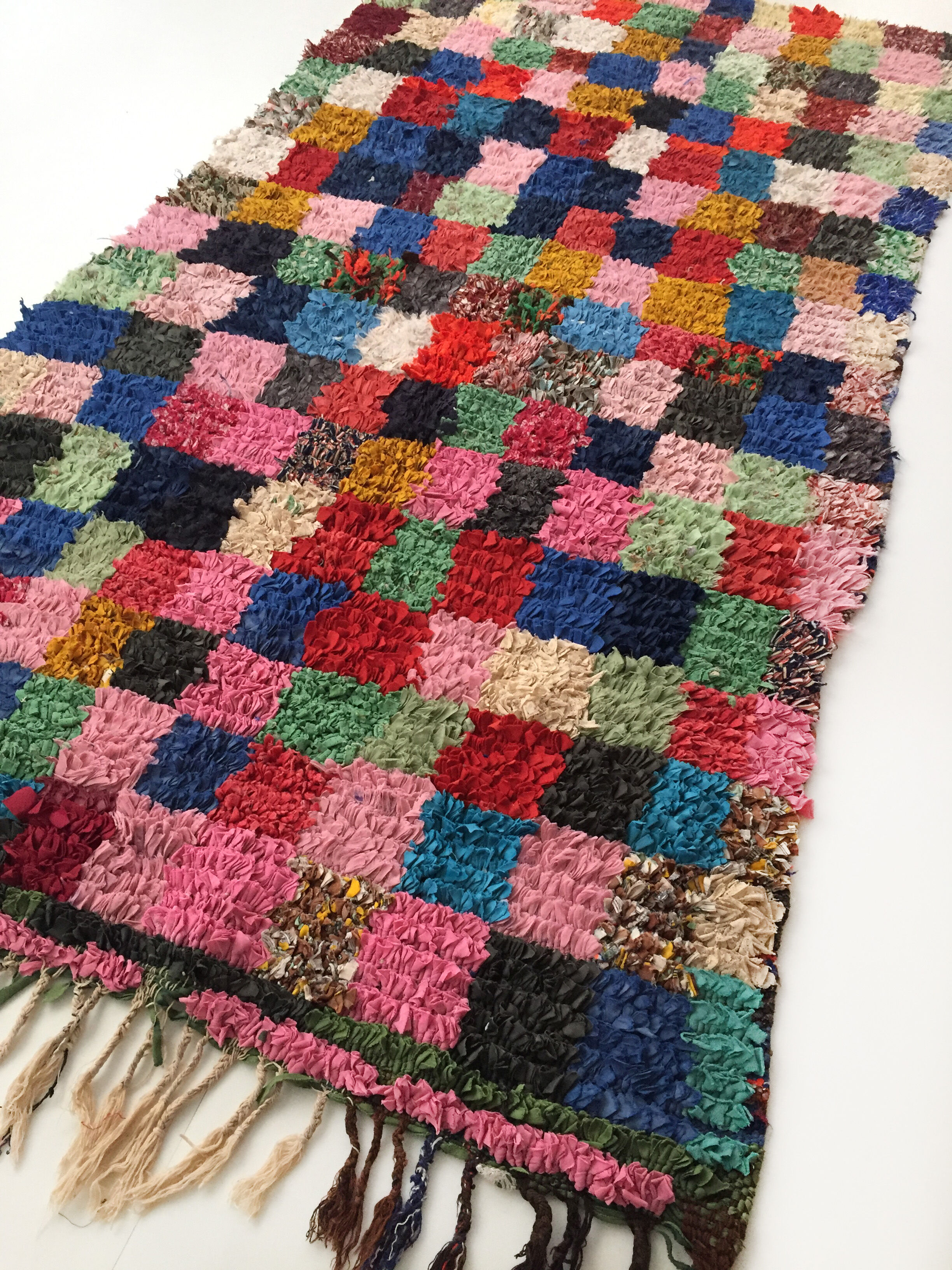 Moroccan Berber carpet Boucherouite 214x112cm