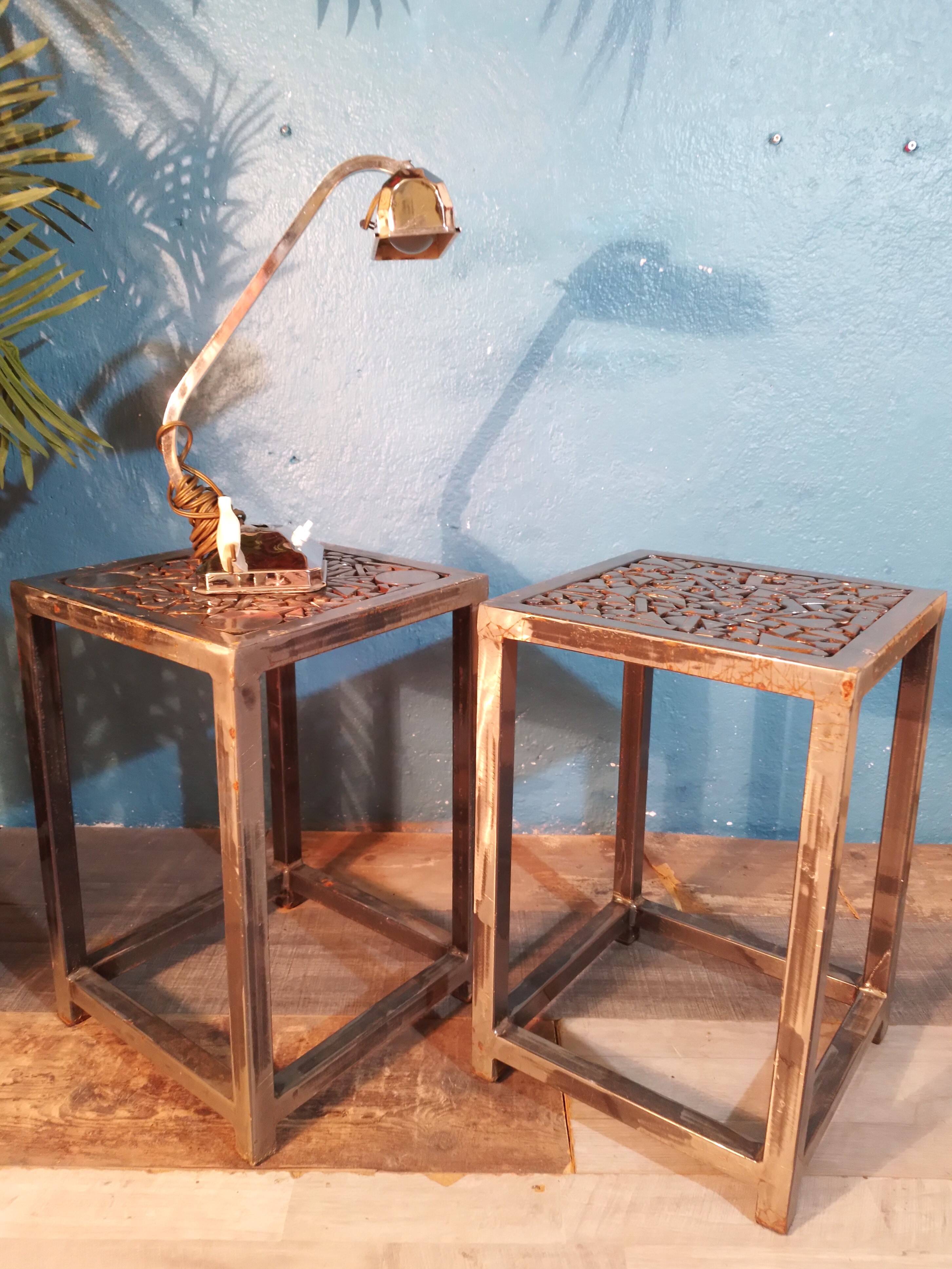 20th century steel stools / end tables