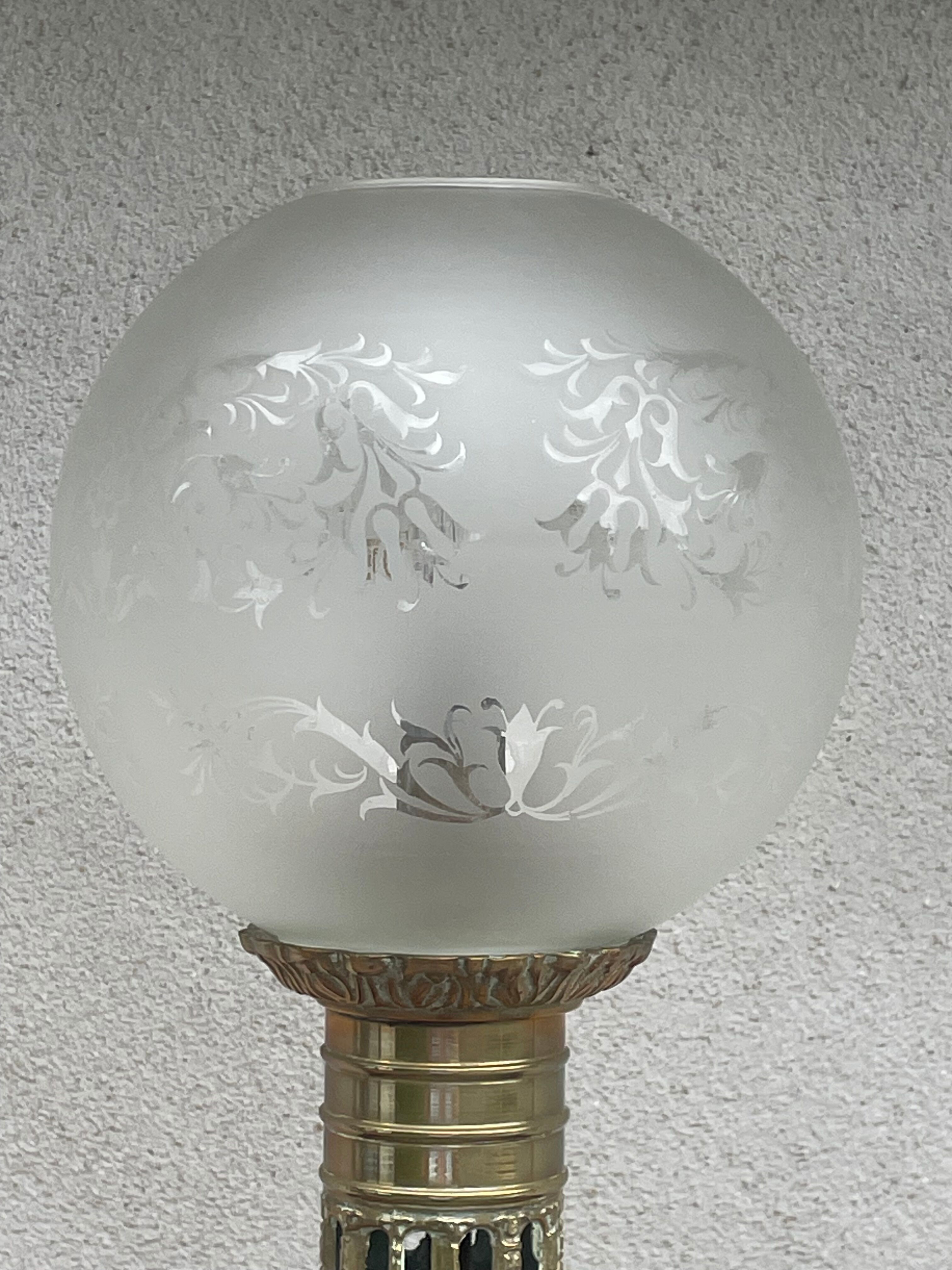 Baluster lamp blue and bronze porcelain