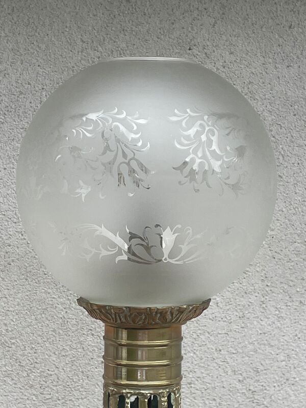 Lampe balustre porcelaine bleu et bronze