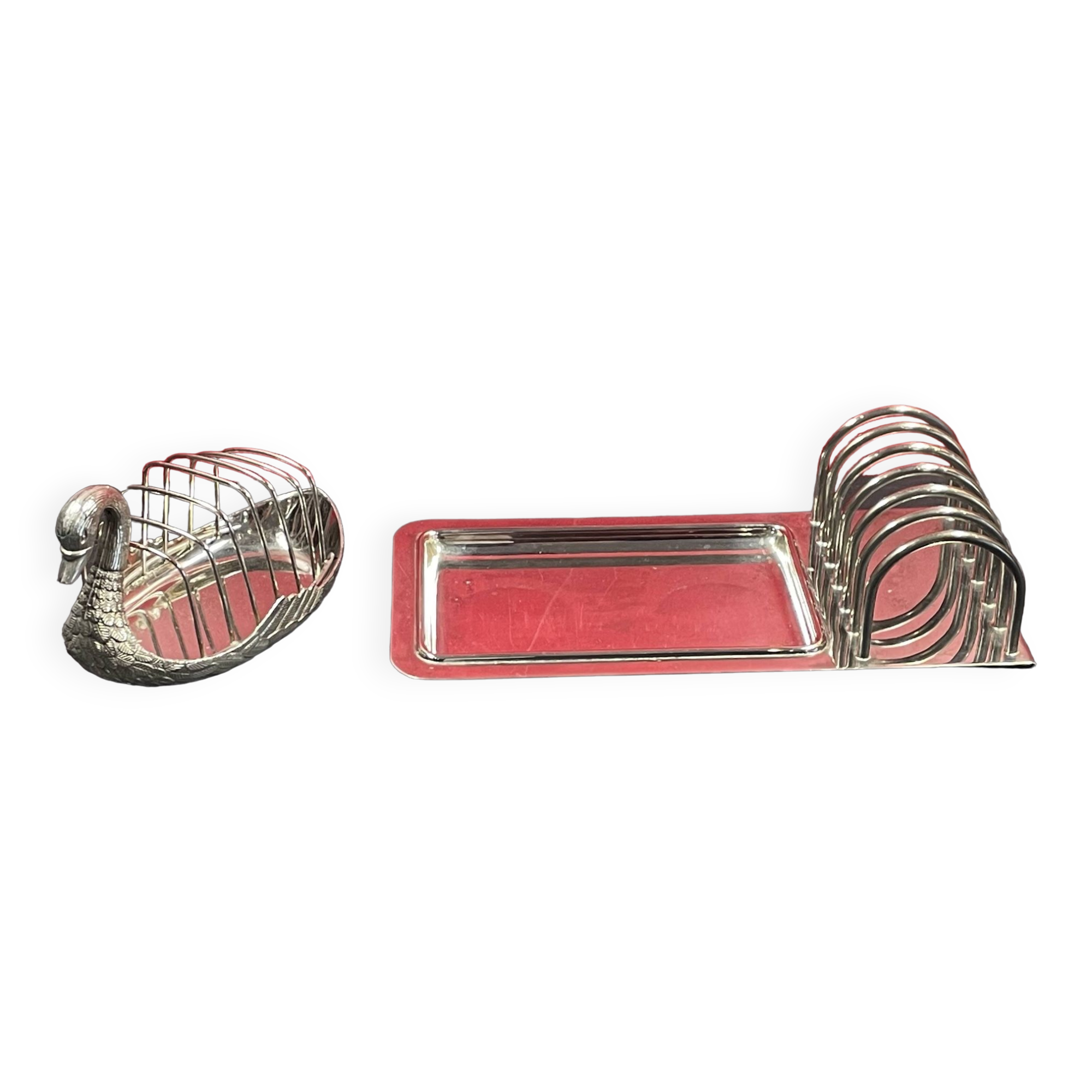 Silver metal toast holder, set of 2