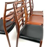 Set of 6 Niels Møller Model No 82 Chairs in Rosewood & Leather Denmark 60’s