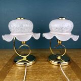 Italian Murano glass table lamps in pink, 1980s, set of 2.