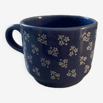 Vintage blue cup with flower decor