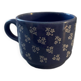 Vintage blue cup with flower decor
