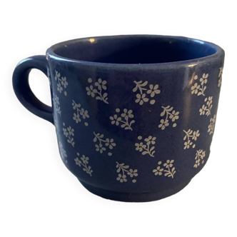 Tasse vintage bleu décor fleurs