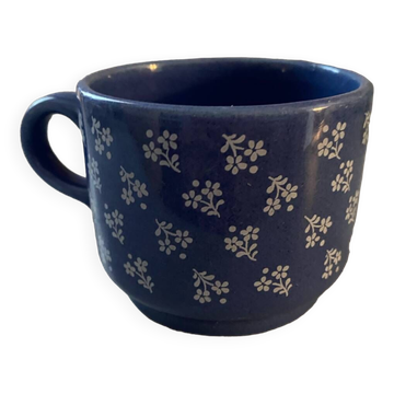 Vintage blue cup with flower decor