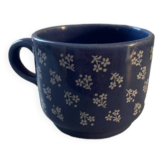 Vintage blue cup with flower decor
