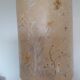 Ceramic floor lamp with a fat lava finish and herbarium shade / vintage 1960s-70s