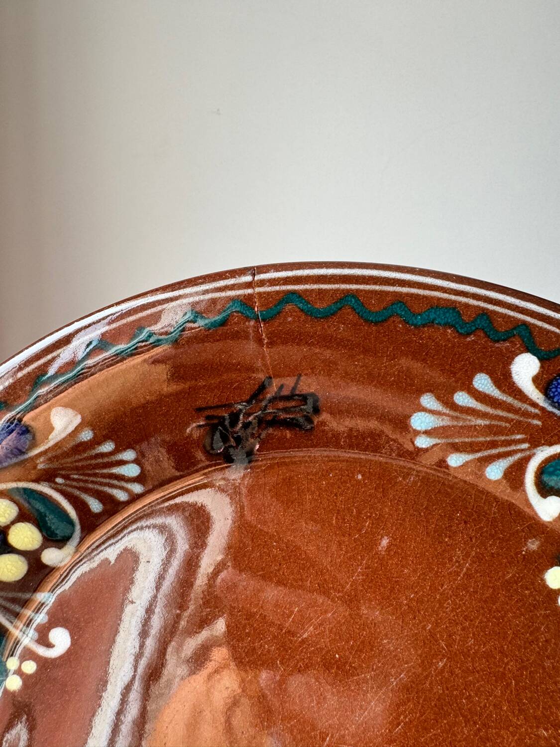 Set of old enamelled terracotta plates