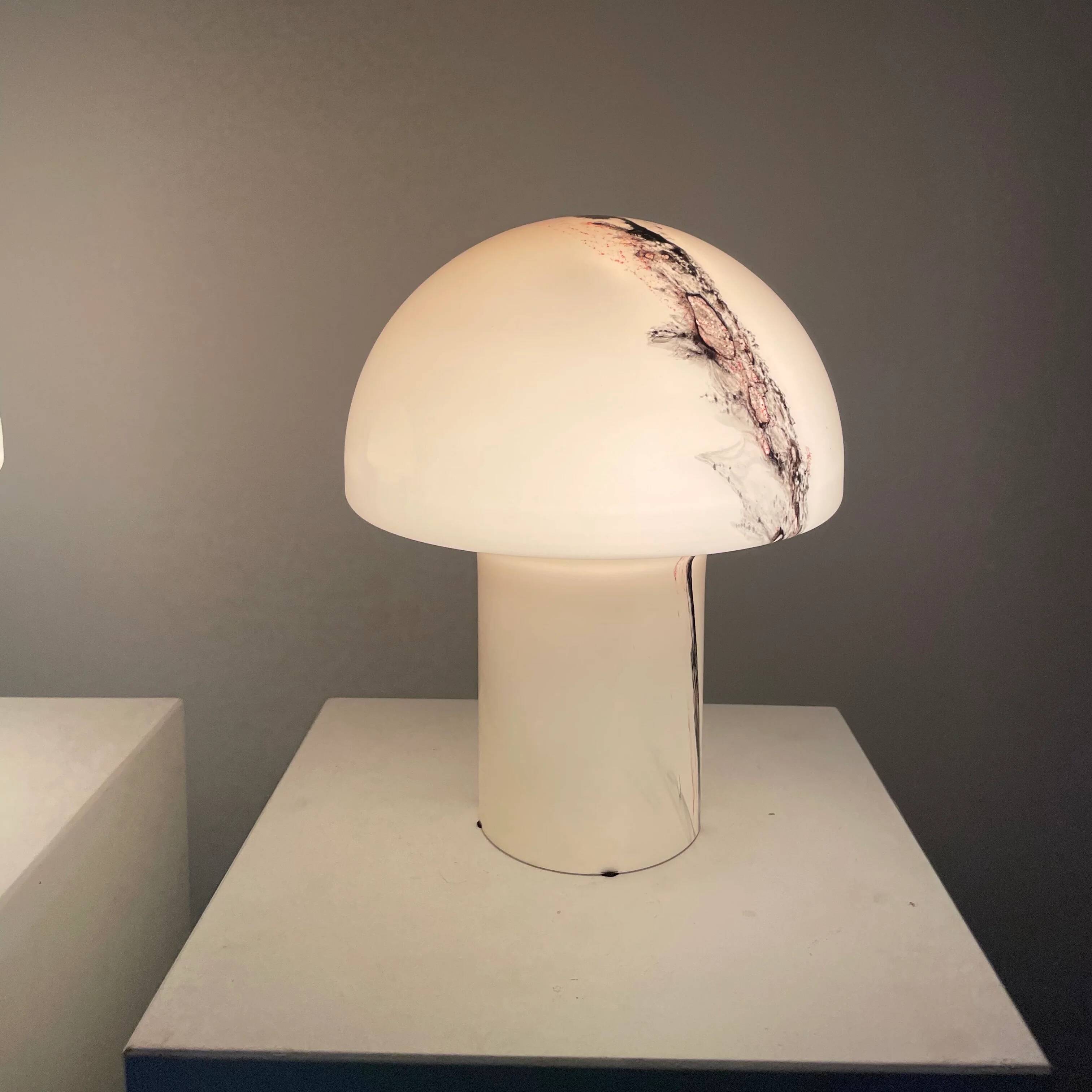 Pair of LIDO mushroom table lamps in brown glass by Peill and Putzler, 1970.