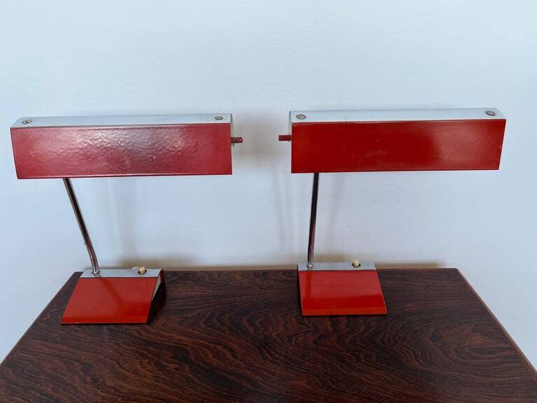 Pair of two design mid-century table lamps by Drupol, 1960s / Czechoslovakia