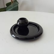 Bougeoir et sa coupelle vintage en céramique noire