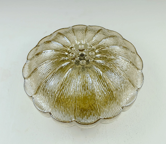 Vintage 1970s mid century wall sconce petal-shaped amber glass shades 2 available