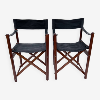 Set of 2 Vintage Folding chairs by Mogens Koch for Hylling Moble Denmark 1970s