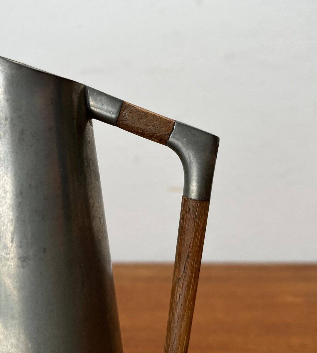 Mid-Century Pewter Carafe Vase with Teak Handle by K.M.D. Tiel Royal Holland Pewter, 1960s