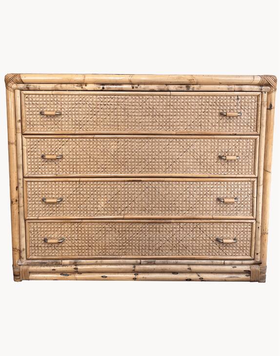 Bamboo and rattan chest of drawers