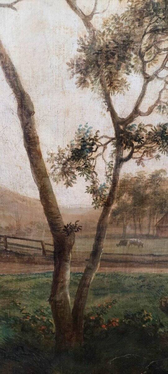 Large oil painting on canvas 2 m x 1.50 m - animated landscape - Charles Louis Verboeckhoven