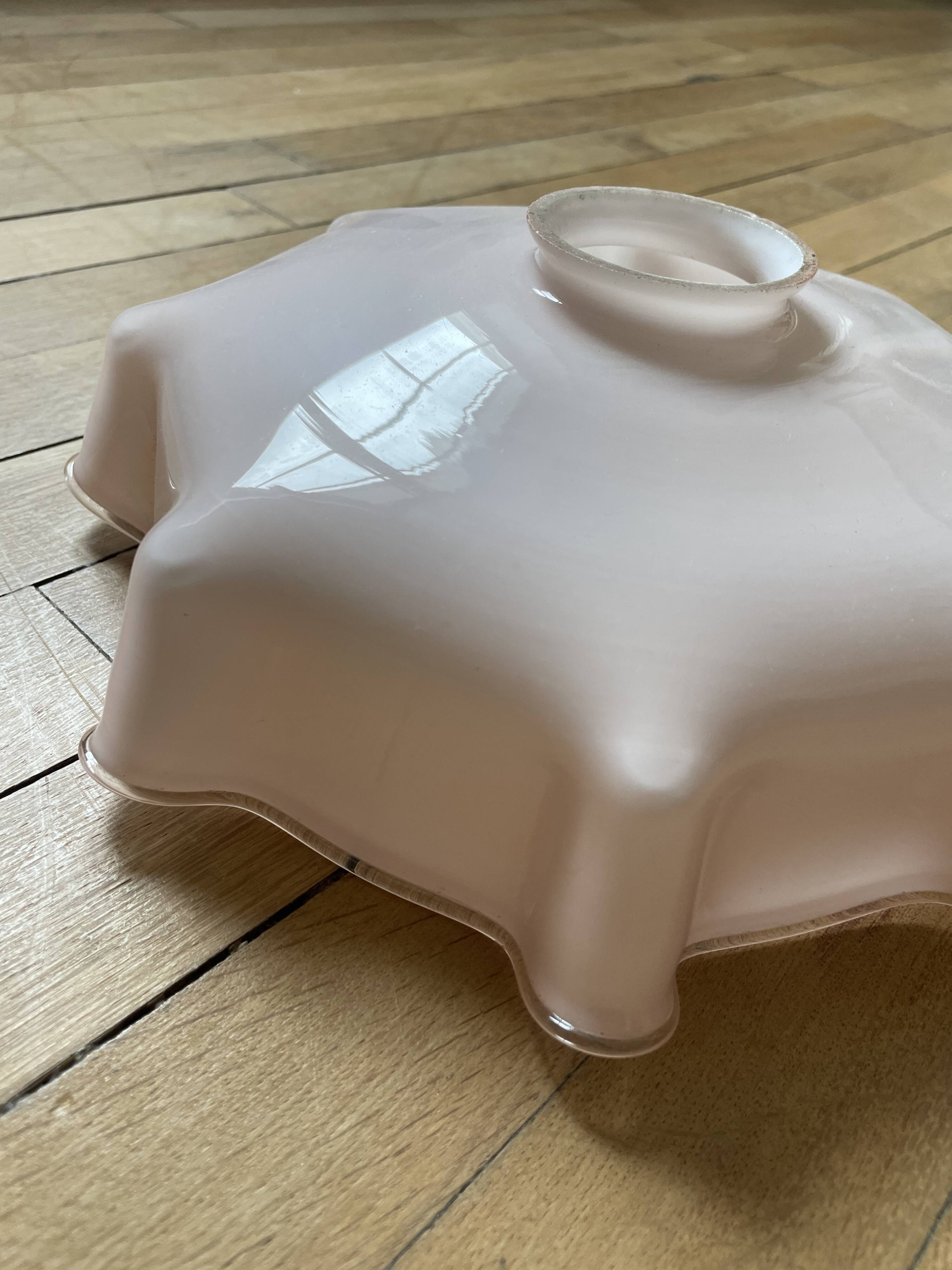 Vintage opaline pink glass lampshade from Czechoslovakia 250913