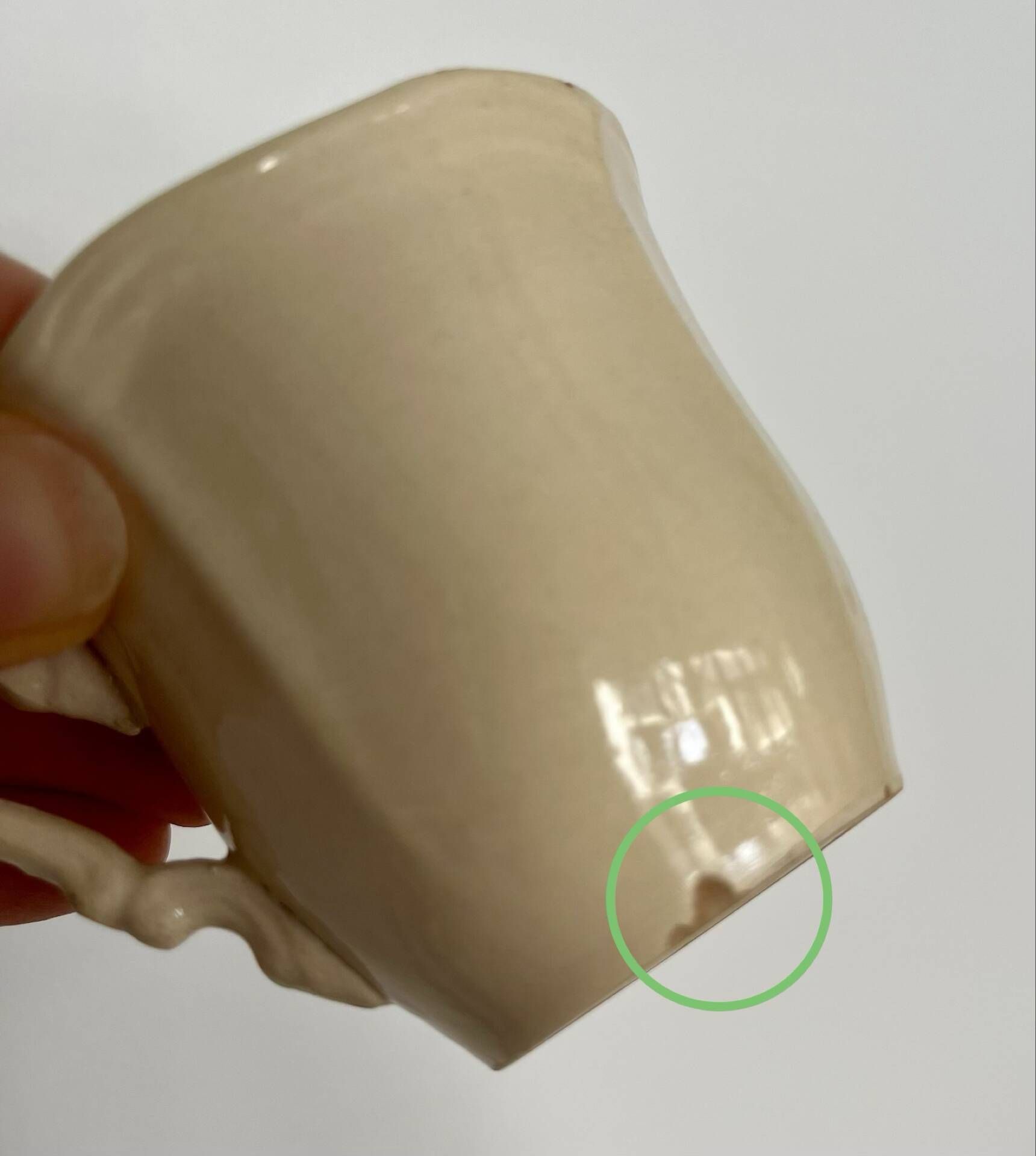 Ivory ribbed café service 7 cups Sarreguemines