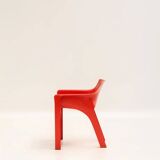 Set of 4 red "Gaudi" armchairs by Vico Magistretti for Artemide