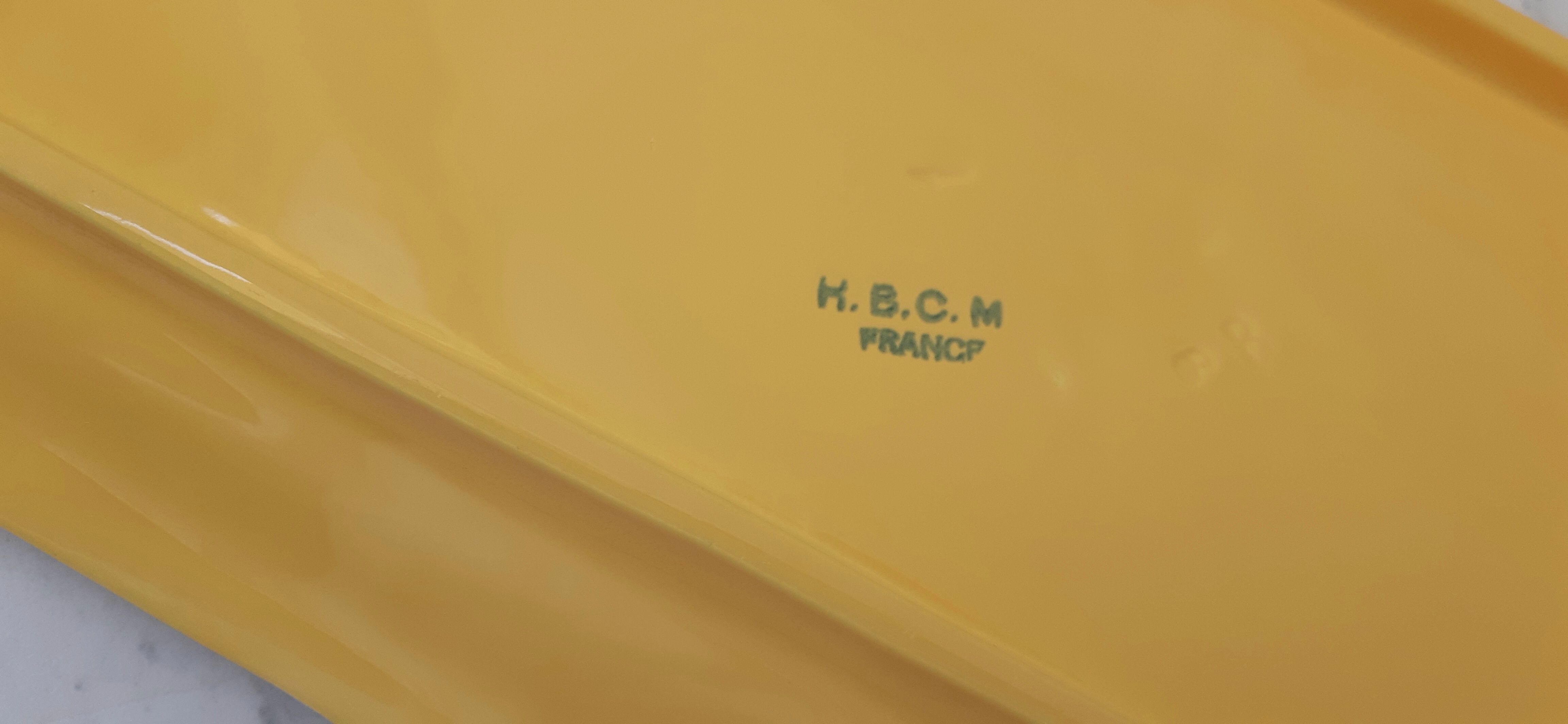 Yellow cake dish HBCM Creil and Montereau 50s