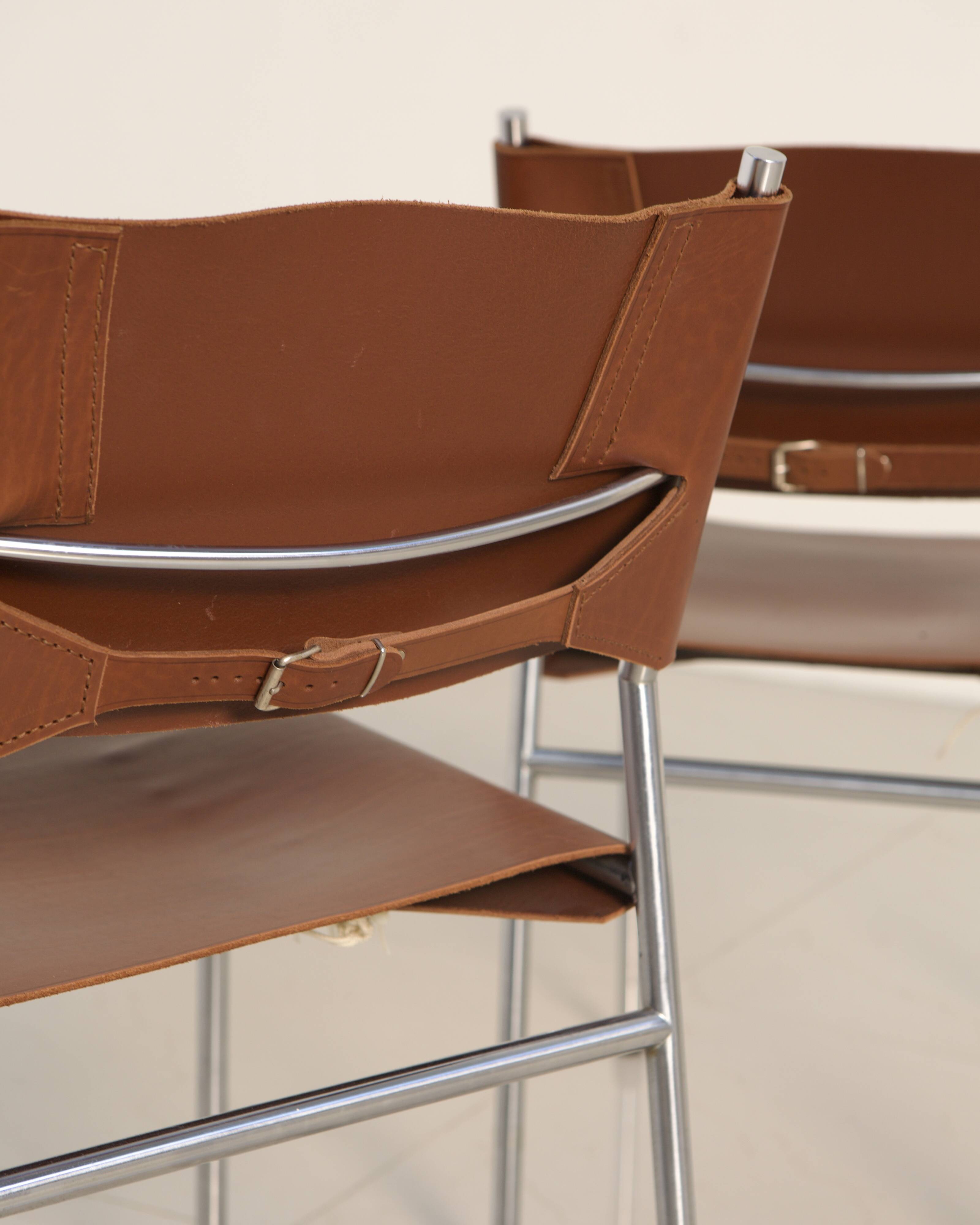 4 "SE06" brown leather chairs by Martin Visser for Spectrum 80's