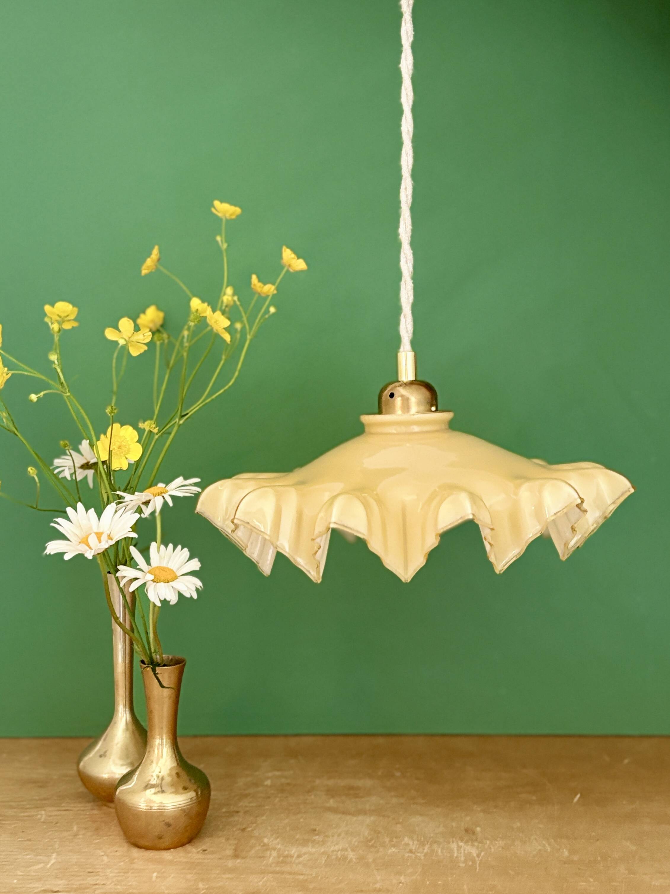 Vintage yellow opaline pendant light