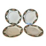 4 old earthenware plates decorated Alsace