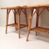 Paire de chevets en rotin vintage